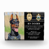 警察犬の引退シンブルーラインK9写真 表彰盾 (正面)