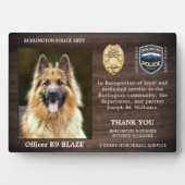 警察犬の退職感謝K9の役員 フォトプラーク (正面)