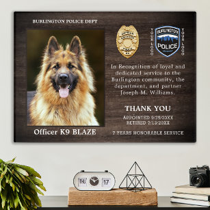 警察犬の退職感謝K9オフィシャルプラク アクリルウォールアート