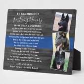 警察犬メモリアルK9オフィサー3写真 フォトプラーク (側面)