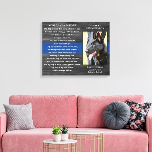 警察犬落ちた追悼警察官K9写真 キャンバスプリント (インサイチュ (リビング))