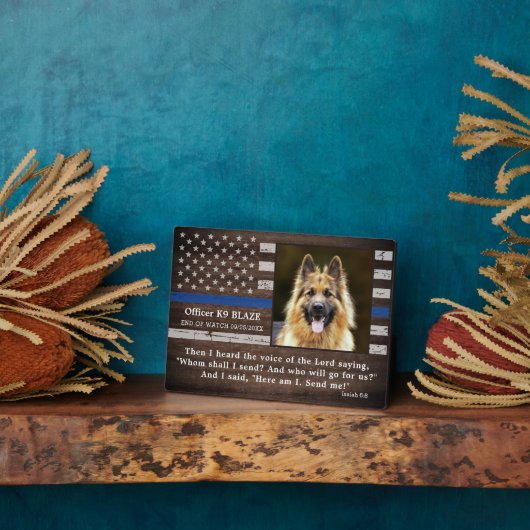 警察犬落ちた追悼警察官K9 フォトプラーク (側面)