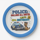 警察犬 出動せよ 男の子の誕生日 ペーパープレート (正面)