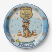 警察犬 出動せよ 男の子の誕生日 ペーパープレート (正面)