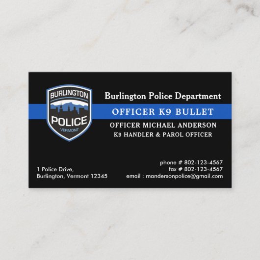 警察犬K9ユニットブルーライン警察部 名刺 (正面)