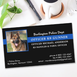 警察犬K9ユニット法執行細いブルーライン 名刺