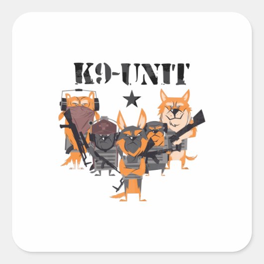 警察犬K9ユニット スクエアシール (正面)