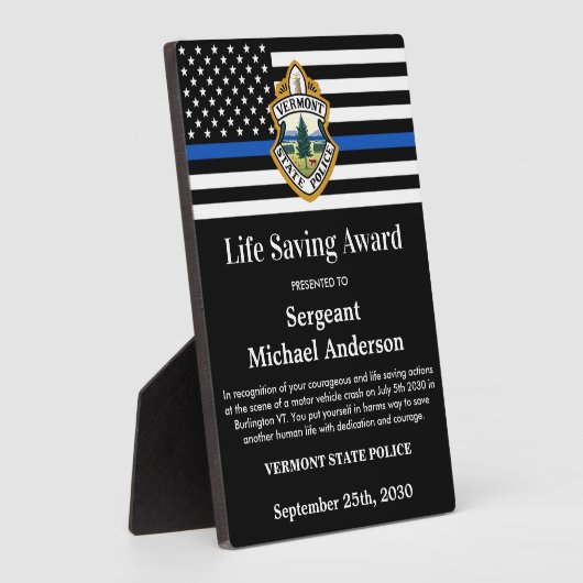 警察生命救部のカスタムロゴデスク フォトプラーク (側面)