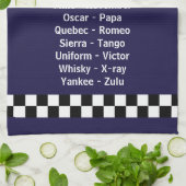 警察発音文字ダークブルー キッチンタオル (折り畳み)