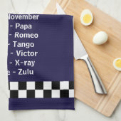 警察発音文字ダークブルー キッチンタオル (四つ折り)