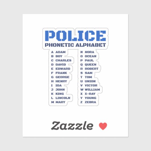 警察発音文字 シール (シート)