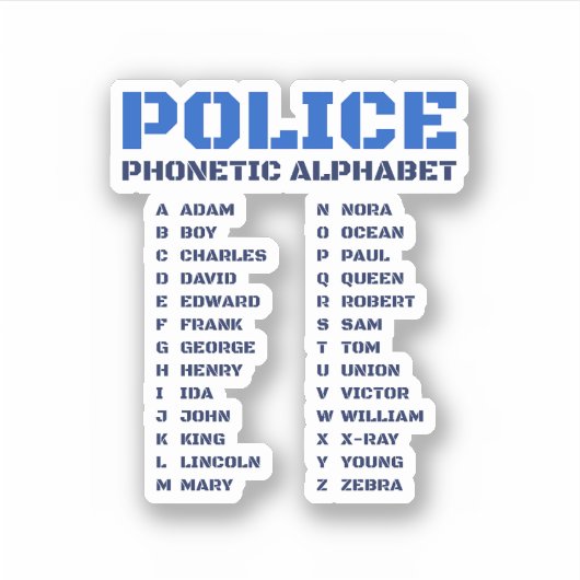 警察発音文字 シール (正面)