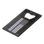 *~*警察白と黒の細い青い線のフラグ クレジットカード栓抜き (裏面アングル)