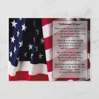 警察祈りの言葉ブラックプリント ポストカード