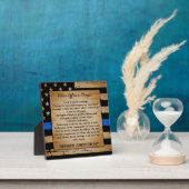 警察祈りの言葉素朴アメリカ国旗の薄い青い線 フォトプラーク (インサイチュ)