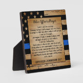 警察祈りの言葉素朴アメリカ国旗の薄い青い線 フォトプラーク (正面)