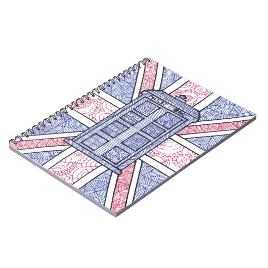 警察箱の英国国旗イギリスの手の図解入りの、写真付きのな線画 ノートブック (左側)