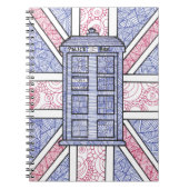 警察箱の英国国旗イギリスの手の図解入りの、写真付きのな線画 ノートブック (正面)