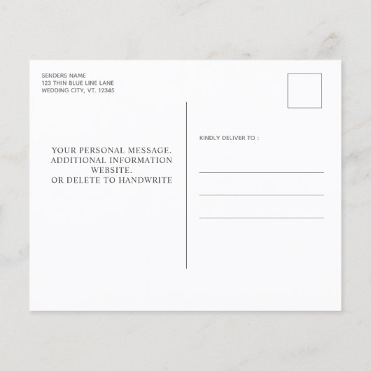 警察結婚の細いブルーライン予算招待状 (裏面)