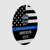 警察署カスタムのロゴブルー法執行部 オーナメント (正面)