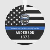 警察署カスタムのロゴブルー法執行部 オーナメント (裏面)