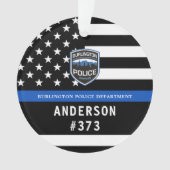 警察署カスタムのロゴブルー法執行部 オーナメント (正面)