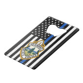 警察署カスタムロゴ法執行部 クレジットカード栓抜き (正面アングル)