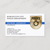 警察署カスタム法執行青色ロゴ 名刺 (正面)