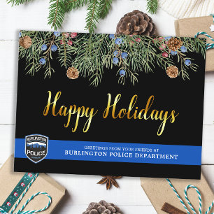 警察署クリスマスシンブルーライン幸せ シーズンポストカード