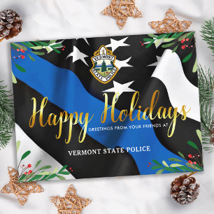 警察署シンブルーライン国旗のクリスマス シーズンポストカード