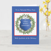 警察署ハッピーホリデーズサンキューリース カード (黄色い花)