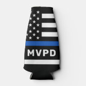 警察署パーソナライズされた細ブルーライン ボトルクーラー (正面)