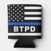 警察署パーソナライズされた細ブルーライン 缶クーラー (裏面)