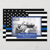 警察薄型ブルーラインアメリカ国旗の写真カード シーズンカード (正面/裏面)