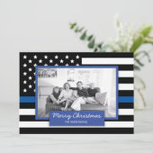 警察薄型ブルーラインアメリカ国旗の写真カード シーズンカード (スタンド正面)