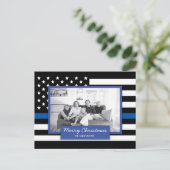警察薄型ブルーラインアメリカ国旗の写真 シーズンポストカード (スタンド正面)