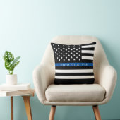警察薄型ブルーラインアメリカ国旗の名前の追加 クッション (椅子)