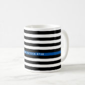 警察薄型ブルーラインアメリカ国旗の名前の追加 コーヒーマグカップ (正面右)