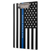 警察薄型ブルーラインアメリカ国旗の名前をカスタムする クリップボード (左)