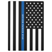 警察薄型ブルーラインアメリカ国旗の名前をカスタムする クリップボード (裏面)