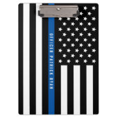 警察薄型ブルーラインアメリカ国旗の名前をカスタムする クリップボード (正面)