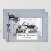 警察薄型ブルーラインアメリカ国旗の家族の写真 シーズンカード (正面/裏面)