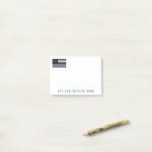 警察薄型ブルーラインアメリカ国旗の追加Name 4 x 3 ポストイット (デスク上)