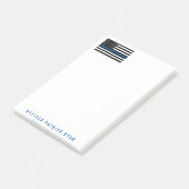 警察薄型ブルーラインアメリカ国旗の追加Name 4 x 6 ポストイット (アングル)