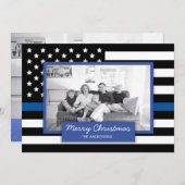 警察薄型ブルーラインアメリカ国旗2枚の写真カード シーズンカード (正面/裏面)