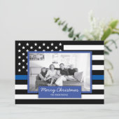 警察薄型ブルーラインアメリカ国旗2枚の写真カード シーズンカード (スタンド正面)