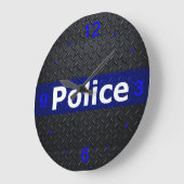 警察薄型ブルーラインウォールクロック ラージ壁時計 (傾斜)