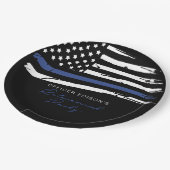 警察薄型ブルーラインオフィス退職パーティー ペーパープレート (アングル)