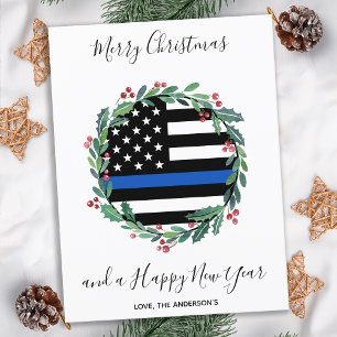 警察薄型ブルーラインクリスマスバジェットカード