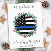 警察薄型ブルーラインクリスマスバジェットカード